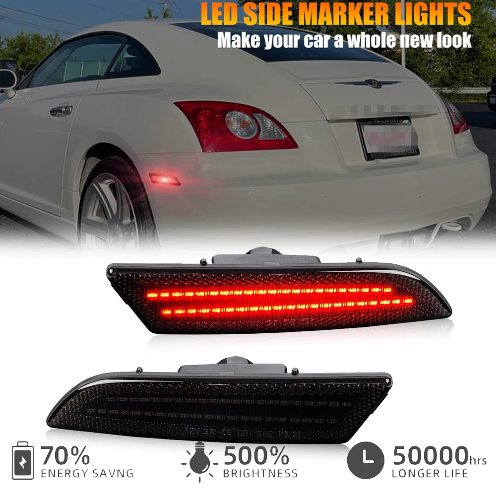 2 قطعة المصد الخلفي LED المدخن الجانب ماركر بدوره مصباح إشارة لكرايسلر كروس فاير 2004-2008 اكسسوارات السيارات تحذير مصباح أحمر