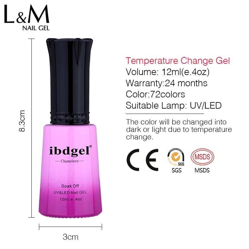 ibdgel 72 colors Gel Temperature Change varnish laquer soak off UV LED gel nail art salon for nails beauty gift