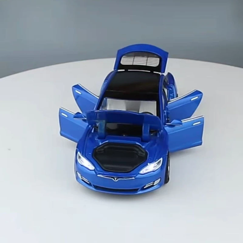 다이캐스트 1:32 테슬라 모델 S 합금 자동차 모델 어린이를위한 금속 장난감 차량 사운드 라이트 컬렉션 미니 자동차 장난감 아이 사랑 장난감