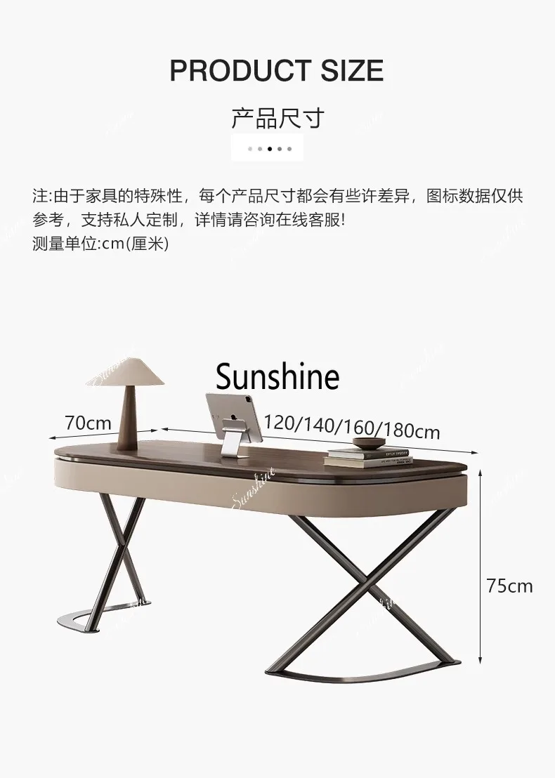 Modern minimalist desk designer saddle leather desk premium computer desk antique home study table