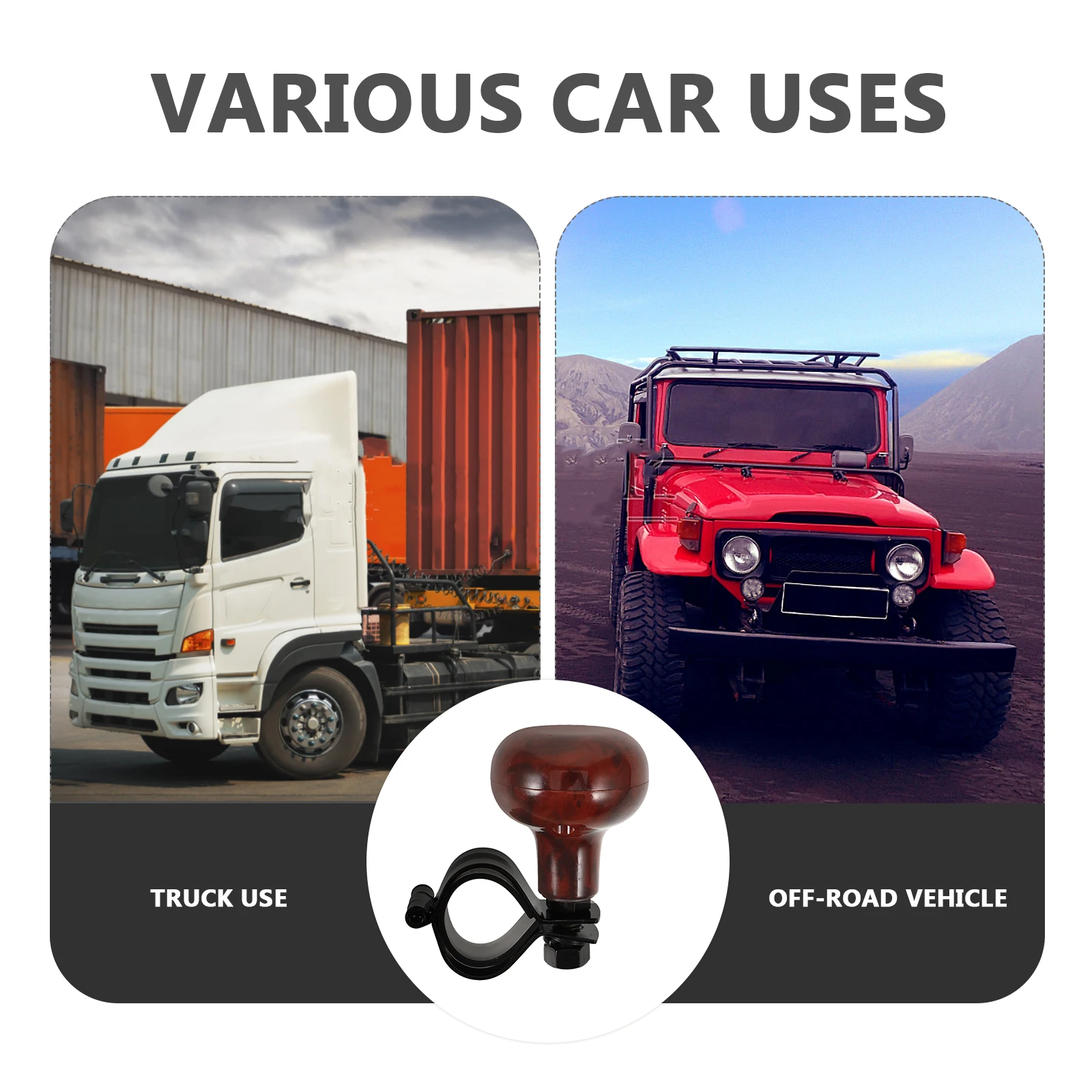 

Steering Wheel Knob Booster Universal 360 Degree Rotating Spinner for Car Truck Tractor Boat Golf Cart Wood Grain