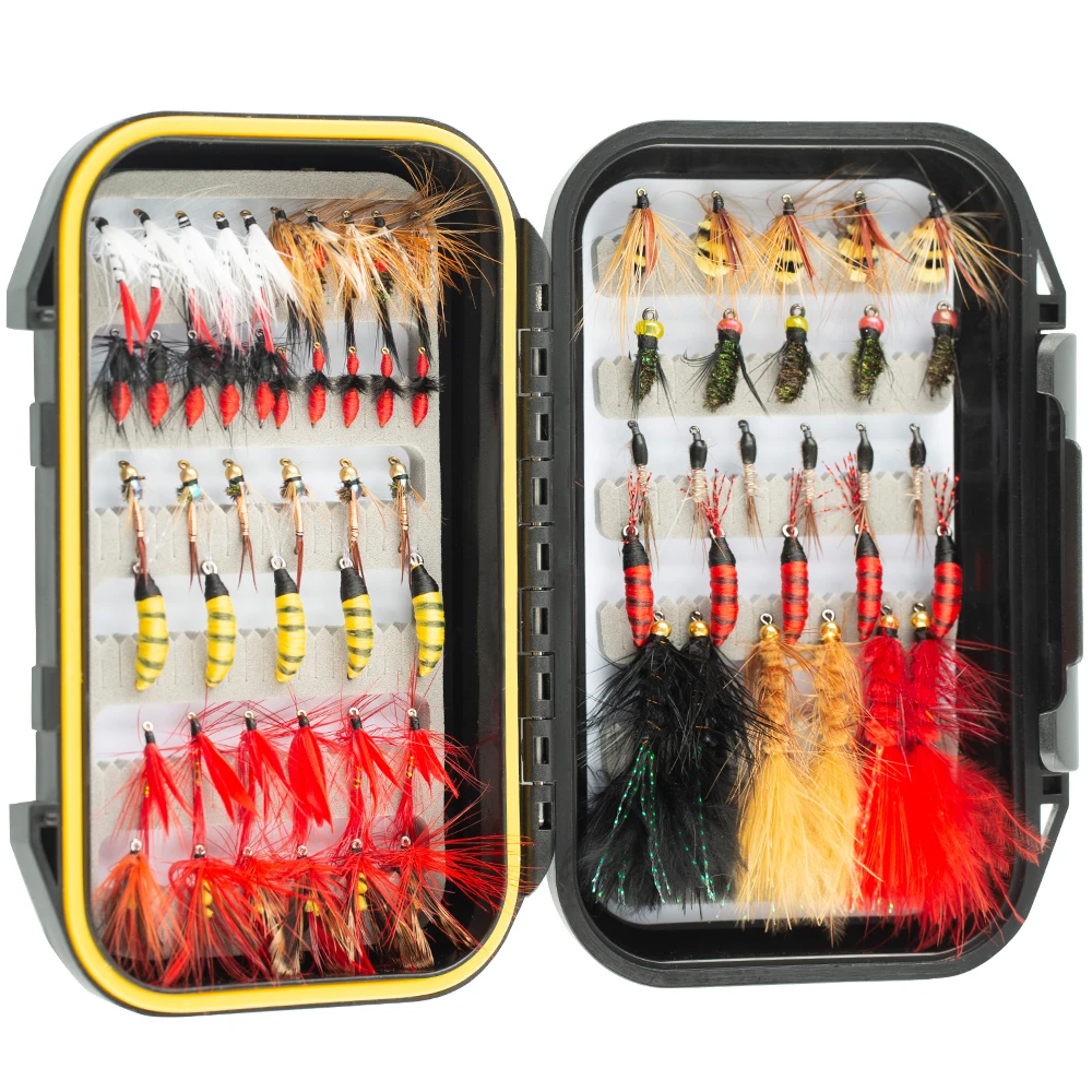 Fly Fishing Flies Kit, Artificial Bait, Trout with Hook, Insect Lure, Nymph Fly Fishing Lure, Pack of 70 Pcs