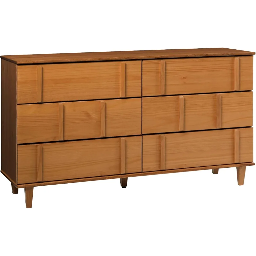 

Contemporary Detailed 6-Drawer Solid Wood Dresser, 60 Inch