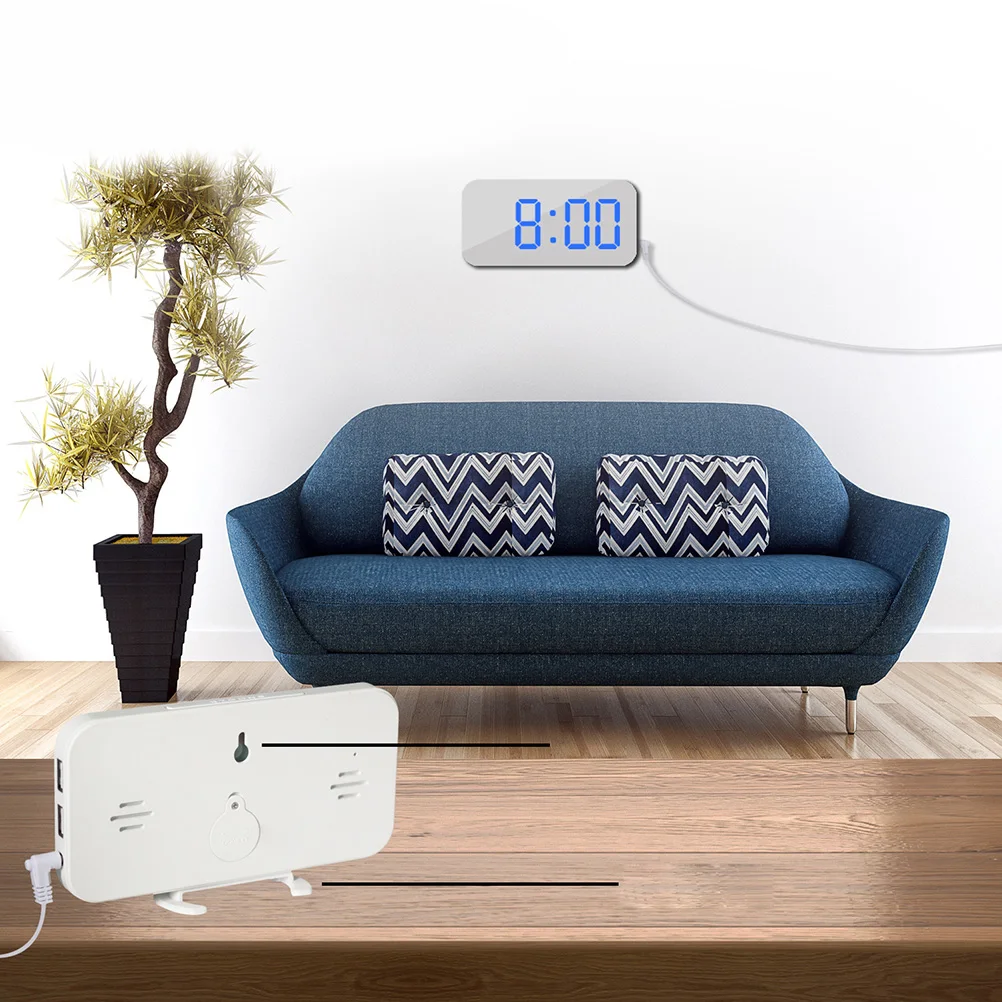 

Digital Alarm Clock with Dual USB Charging Ports Large Easy-Read Mirror Surface LED Display Snooze Function (Blue Display