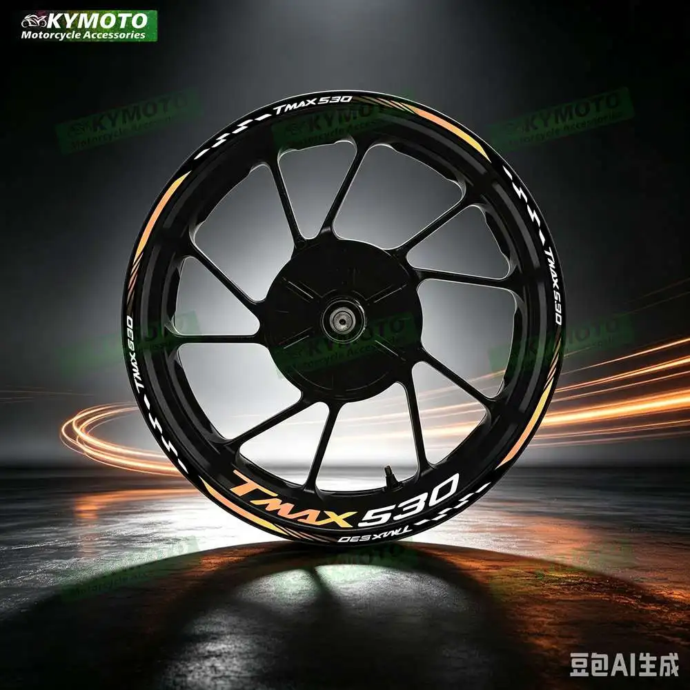 For TMAX530 TMAX 530 Motorcycle 15 Inch Racing Wheel Stickers Car Accessories Reflective Rim Motorbike Hub Tape Decal Sticker