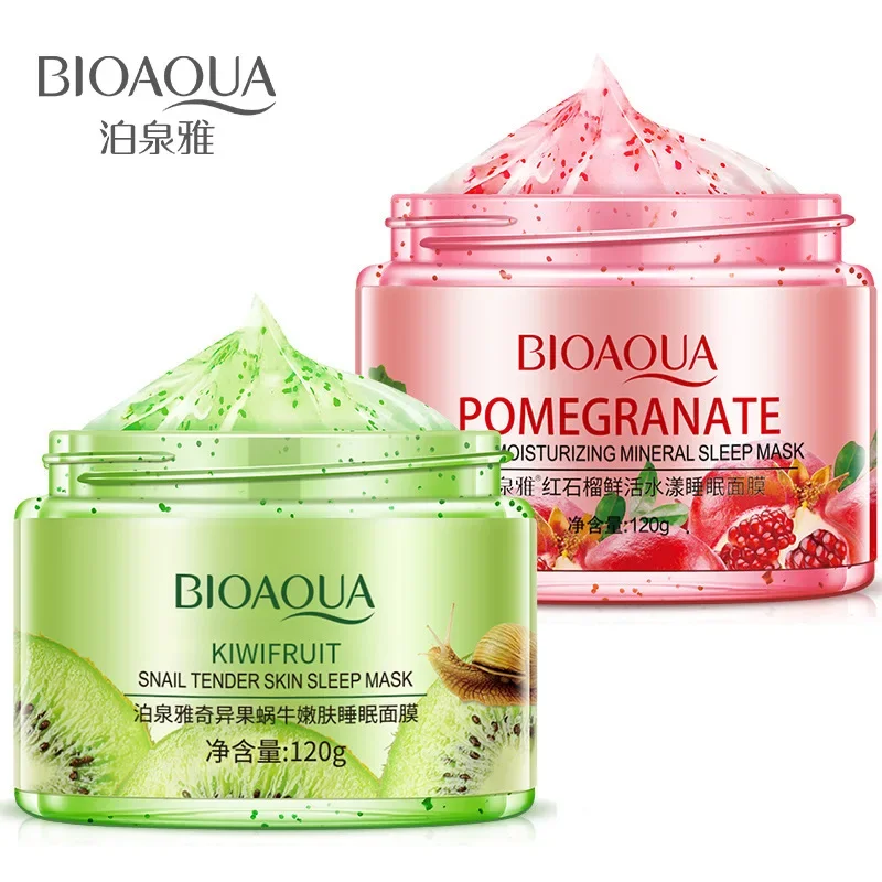 

Bioaqua Sleeping Mask No-Wash Pomegranate Kiwif Fruit Face Masks Skin Care for Moisturizing Soothing Repair Night Cream 120g