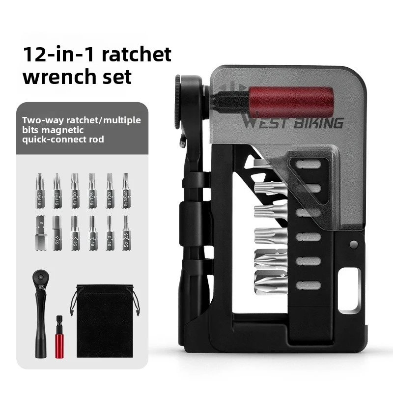 

Набор магнитных бит с быстрым креплением для велосипедного инструмента с двусторонней трещоткой, комплект для ремонта велосипедов