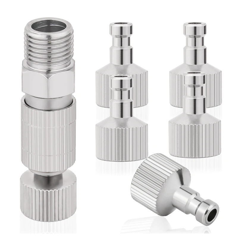 

6 Piece Airbrush Quick Disconnect Coupler Release Fitting Plug, Metal 1/8 In BSP Male And Female Connections Adapter Air Brush