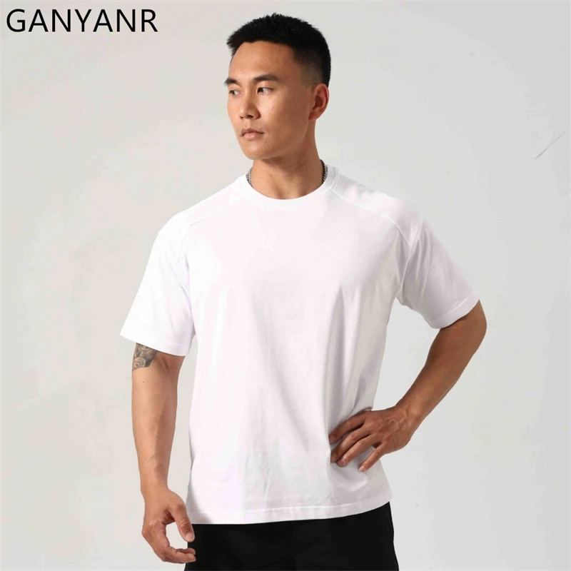 

GANYANR Men's Running T-shirt Active Wear Summer Golf Short Sleeve Training Exercise Bodybuilding Sports Gym Football Sportswear