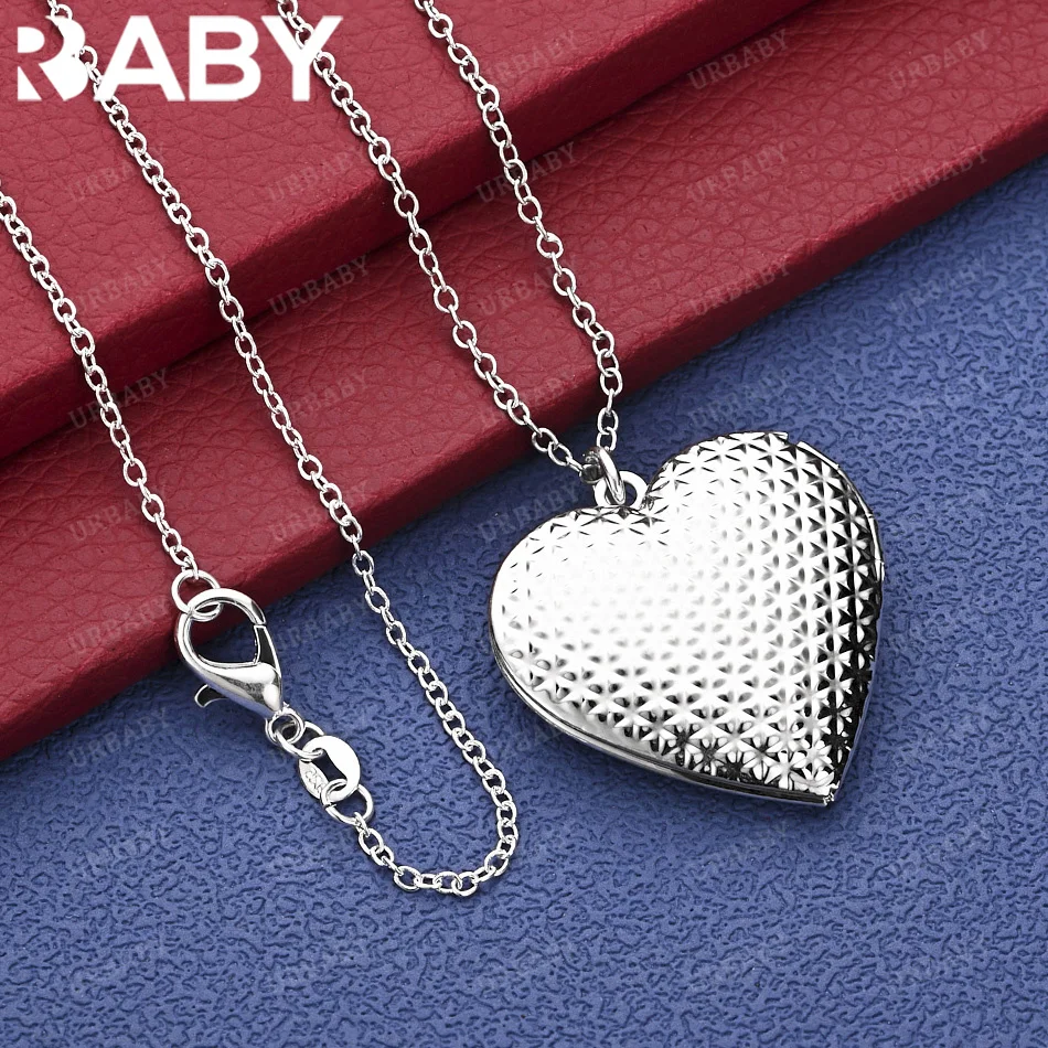 

URBABY 40-75cm 925 Sterling Silver Heart Pendant Necklace Anniversary Gift Popular Wild Fashion Romantic Jewelry