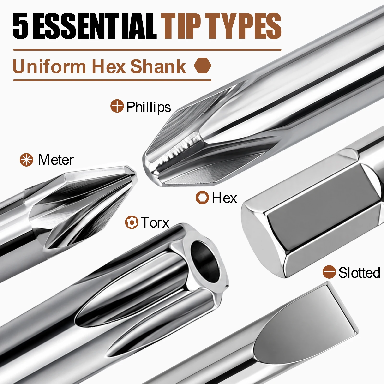 15Pcs Long Magnetic Screwdriver Bit Set 1/4 Hex Shank Phillips Pozi Torx Hex Slotted Bits Leather Pouch for Drill Impact Driver