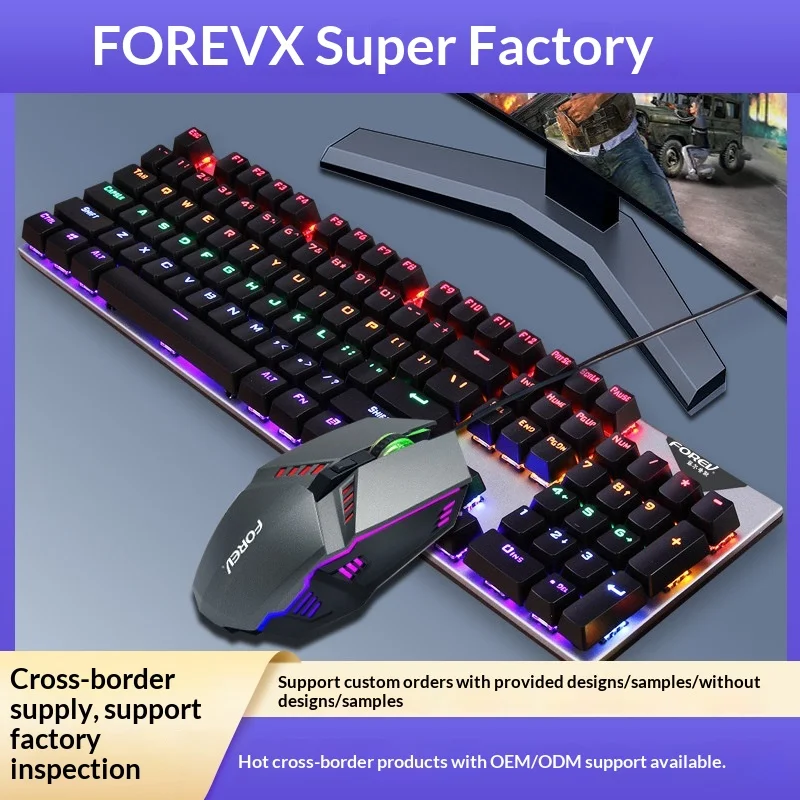Bestseller Wired Mechanical Keyboard Mouse Combo Fvq609 Hot-Swappable Blue Switch Rgb Backlit Ergonomic Gaming Set For Pc Gamers