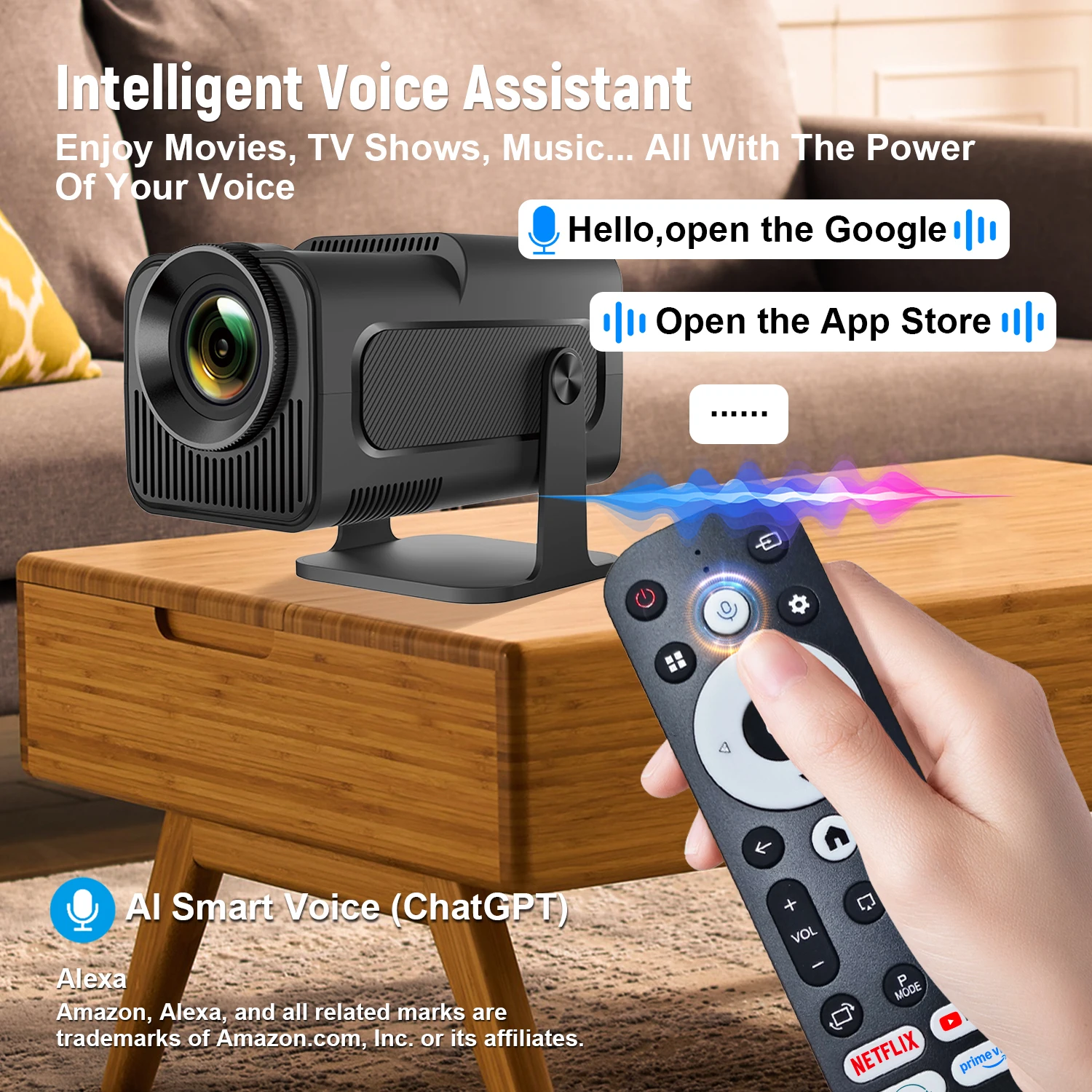 جهاز عرض Velec أندرويد 13 HY320 NTV 4K 1080P 500ANSI BT5.2 WIFI6 صوت عن بعد خارجي ذكي لأجهزة عرض المسرح المنزلي #5