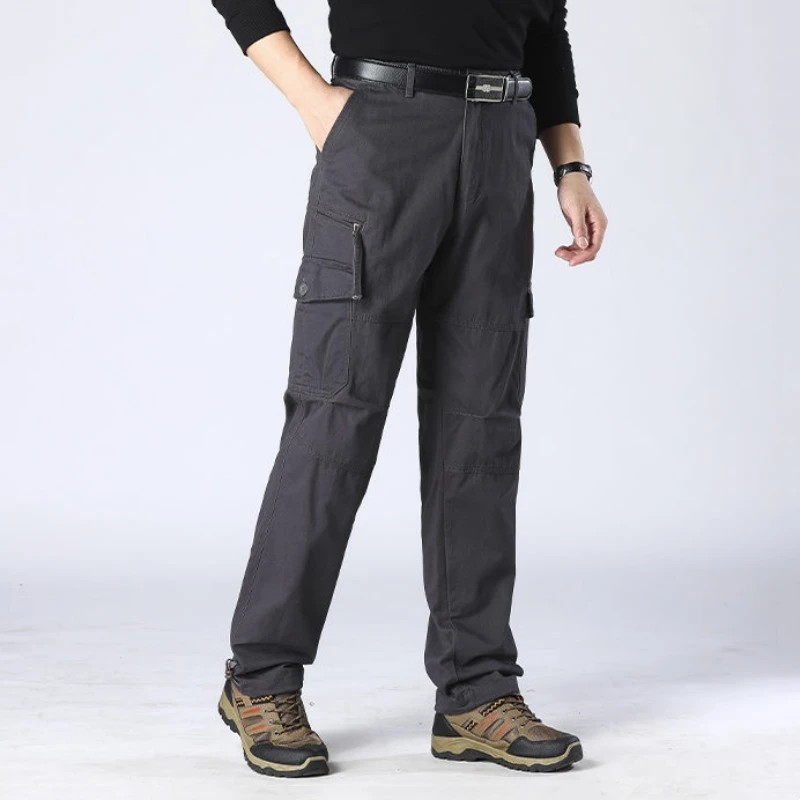 Autumn Cargo Work Pants For Men Outdoor Ripstop Baggy Casual Pants Tactical Trousers with Multi Pockets Elastic Waist Joggers