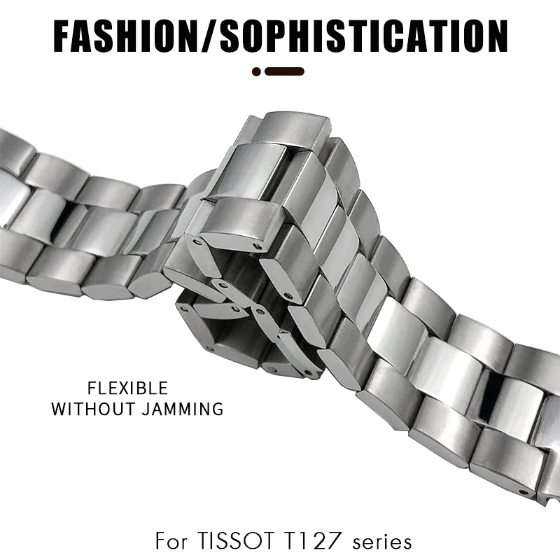 High Quality Stainless Steel Watchband Fit for Tissot 1853 Demeanour Series for T127.410 T127.407 T127 Metal Watch Strap 21mm