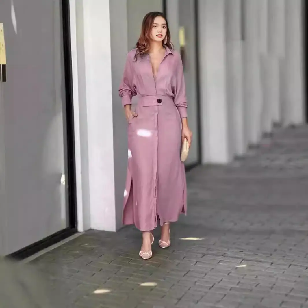 تنورة نسائية طويلة برباط على الخصر من Swedi irt Commute Sle عادية من نسيج البوليستر تنورة غير متساوية طويلة... #4