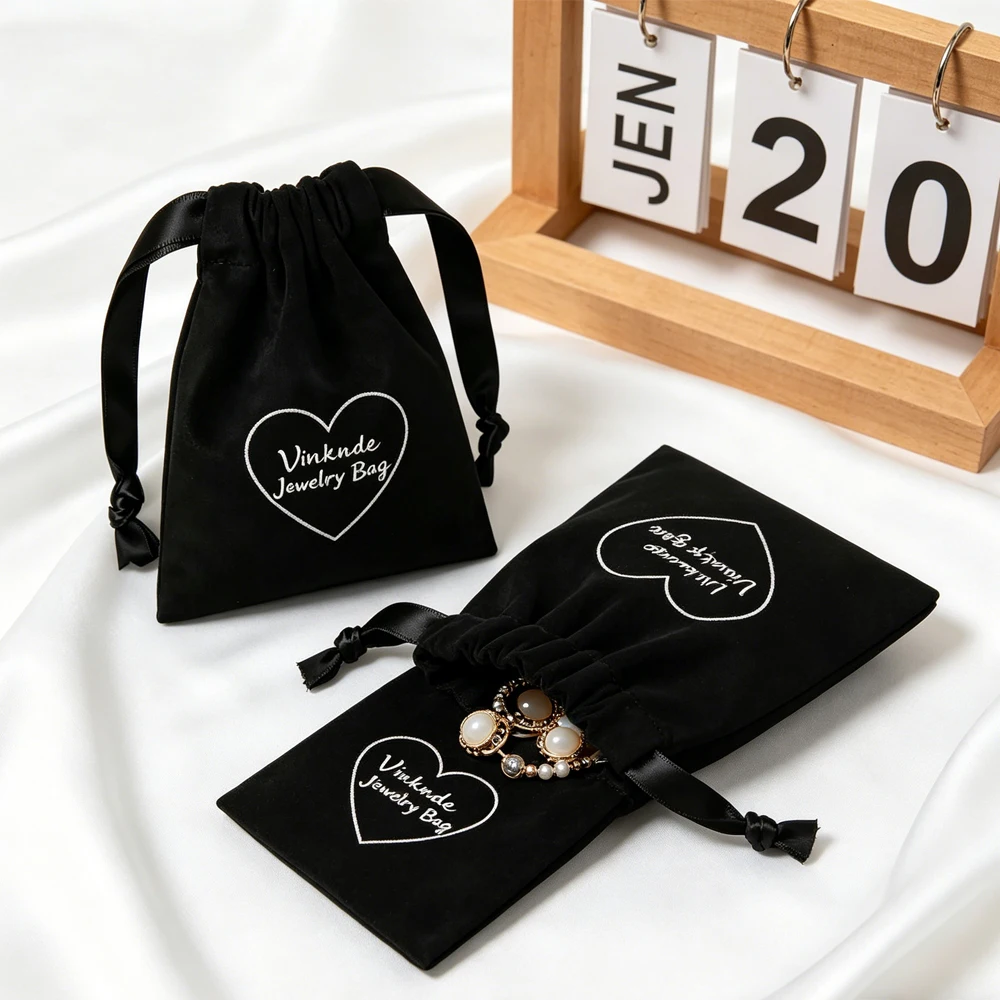 

100pcs Flannel Gift Bags Velvet Jewelry Bag Pouch Drawstring Packaging Dust Pouches For Neckalce Bracelets Earrings Cards Oil