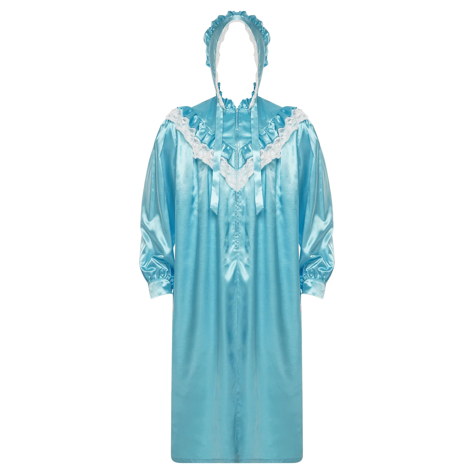 

Мужская ночная рубашка в викторианском готическом стиле эпохи Возрождения с шапочкой, длинными рукавами, из сатина, с кружевным бантом, для пижамной вечеринки