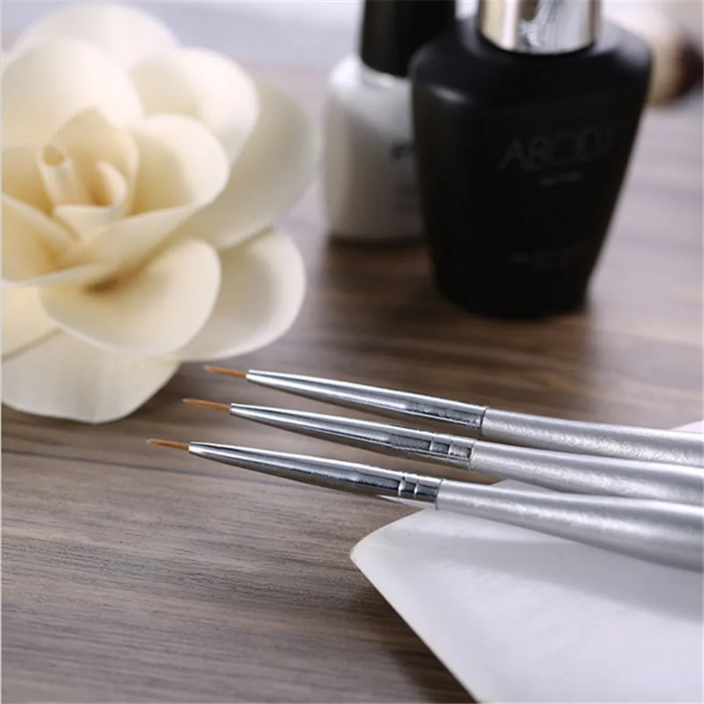 3Pcs Nail Art Liner Brush Set Fine Detail Painting Tool Various Brush Lengths Perfect for Nail Striping and Precise Lines