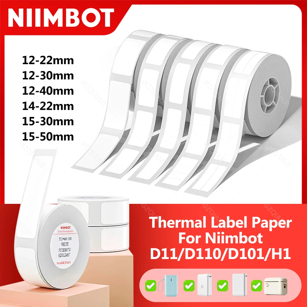 Niimbot Thermal Label White Color Paper 12-15mm Thermal Sticker Paper Roll Waterproof for Official D11 D110 D11H D101 Printer