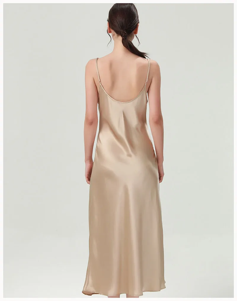 Natural Silk Women's Dress - Strapless Long Dress for Casual Homewear, Sleeping Suit, Comfortable Cool in Spring Summer