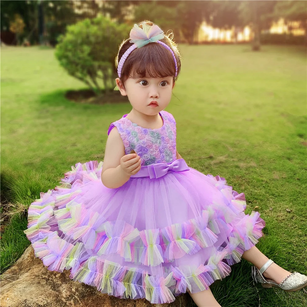 princess dress for 6 month old First Communion Dresses Pink Satin Dress Baby Girl Princess Dress