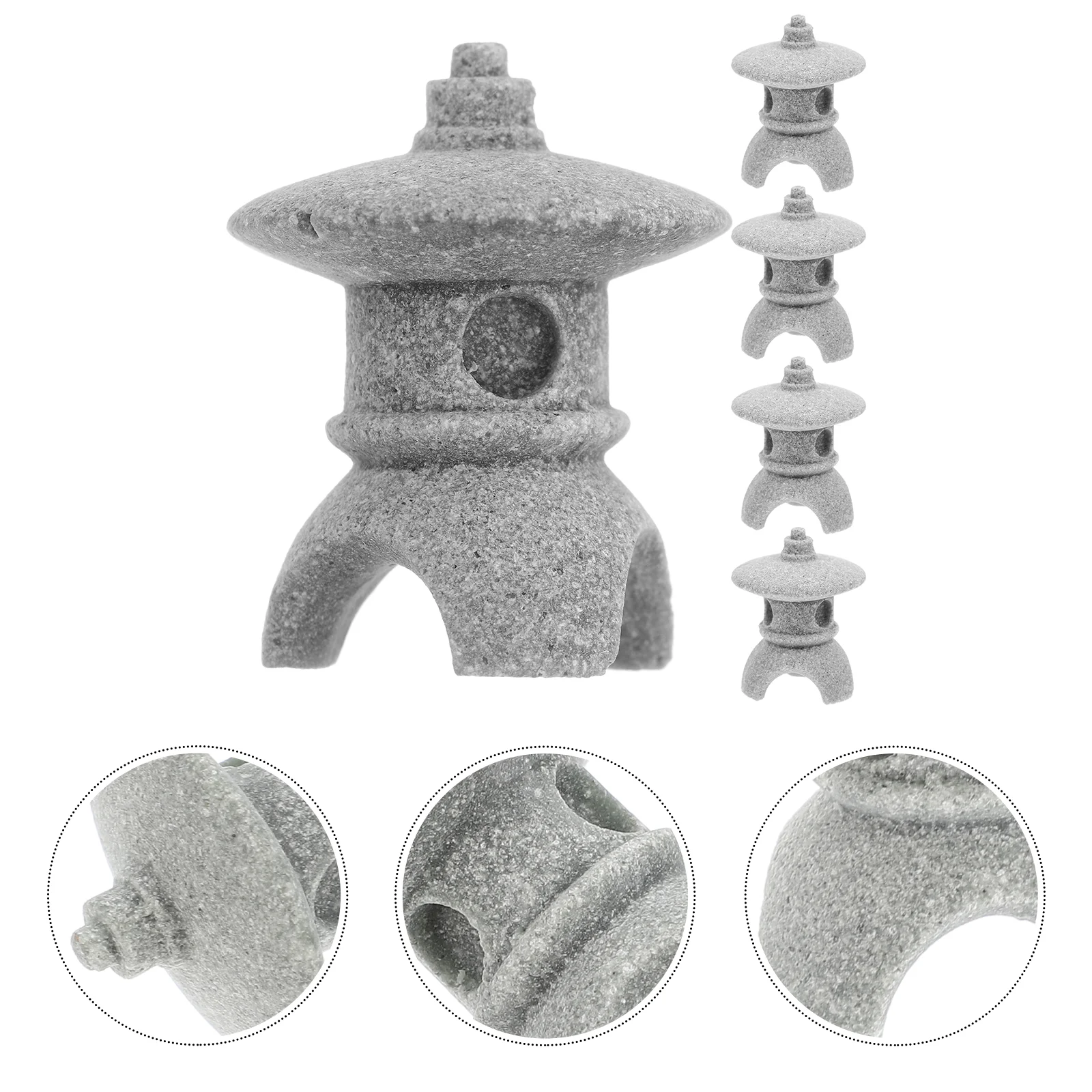 

5 Pcs Pavilion Decorations Mini Pavilions Sandstone Pagoda Underwater Fadeless Adornment