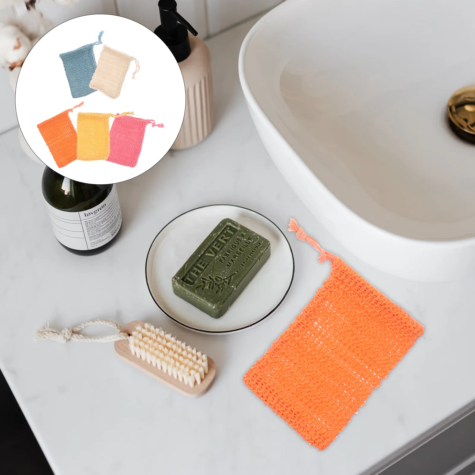 

5pcs Soap Storage Bag Cleaning Foaming Drawstring Cotton Linen Travel Bath Bubble Pouch Household Soap Aroma Long Lasting