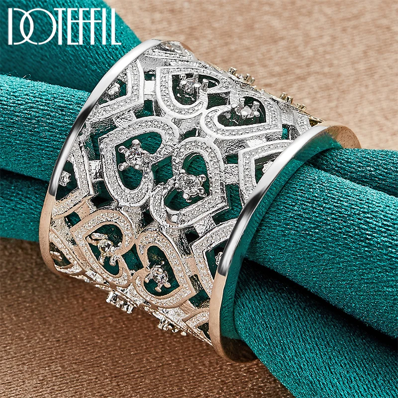 

DOTEFFIL 925 Sterling Silver Opening AAAAA Zircon Many Hearts Ring For Women Fashion Wedding Engagement Party Gift Charm Jewelry