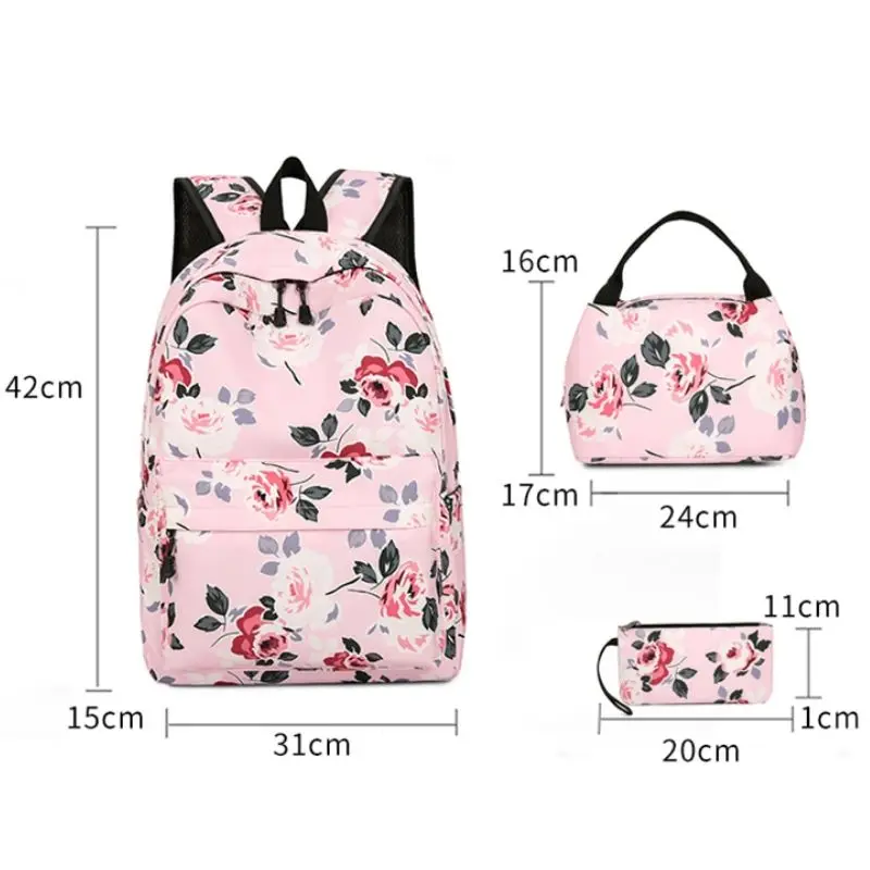 3 Piece Fashion Cute  Student School Bag, With lunch Box Bag,Lightweight Large Capacity Zipper Backpack Woman and Man, Unisex