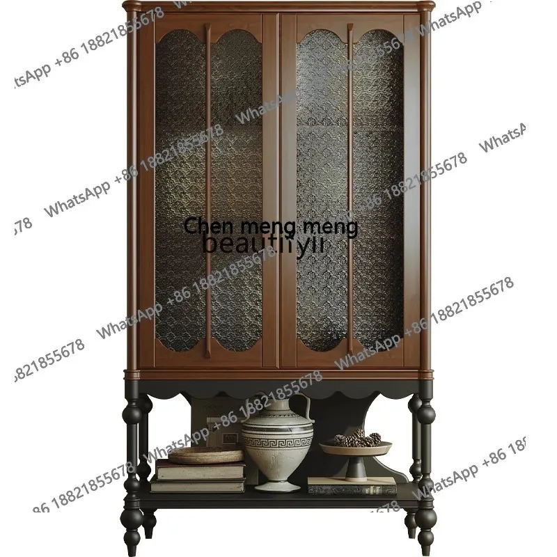 

French retro solid wood decorative cabinet designer furniture antique storage wine cabinet storage display cabinet H