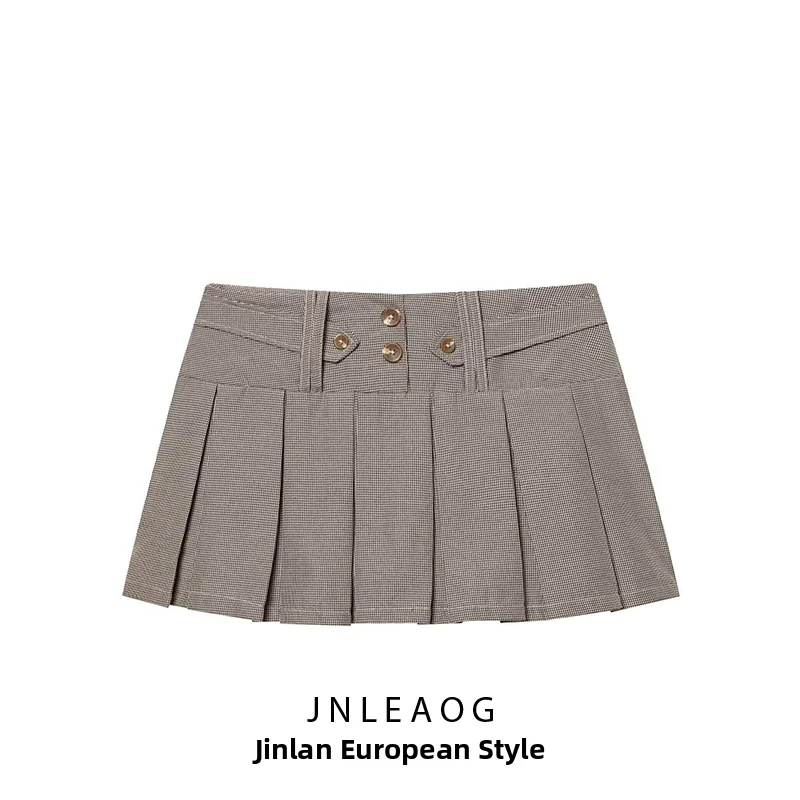 

Модная плиссированная юбка на пуговицах для женщин, новая весенняя повседневная модель из полиэстера, миди, с завышенной талией, во французском стиле