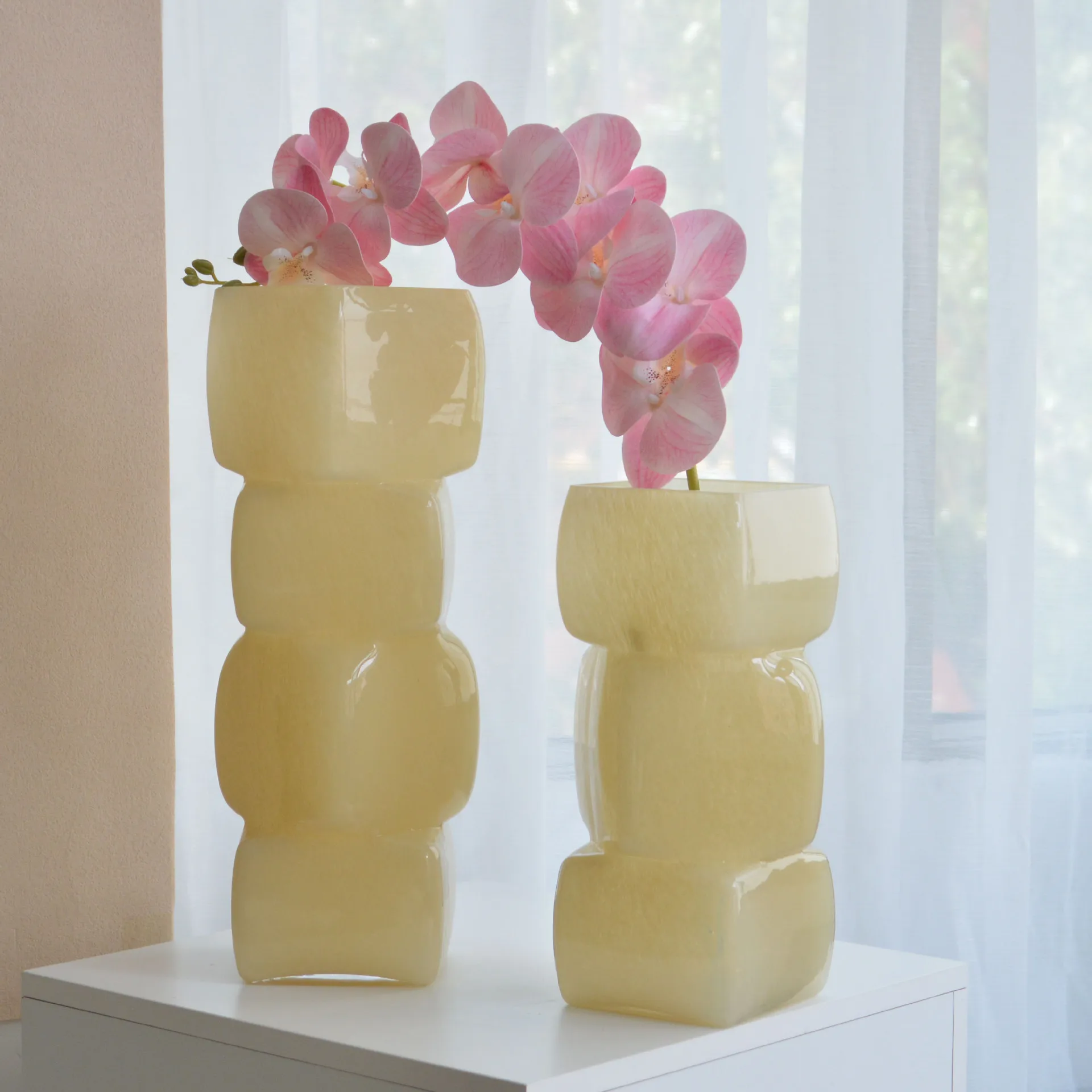 

A1 Glass Vase Irregular Splicing of Geometric Blocks Gradient Colored Glass Hydroponics Terrarium Flower Vase Home Decoration