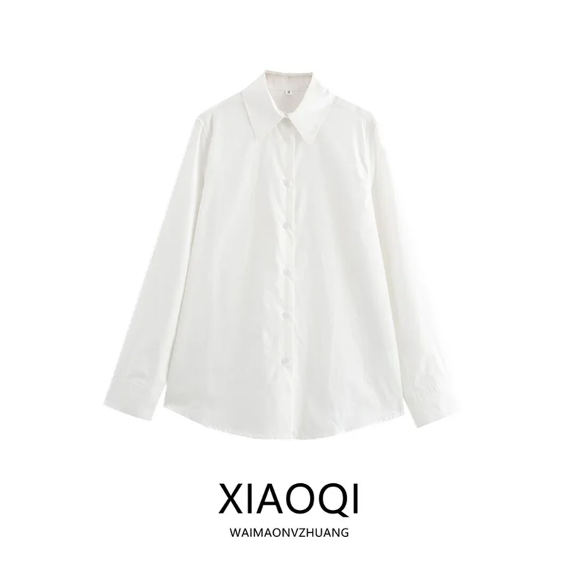 

Autumn Winter New Arrival Women's irt Qipao Sle Slimming Personali Turn-down Collar Commuting Long Sve Loose Fit irt