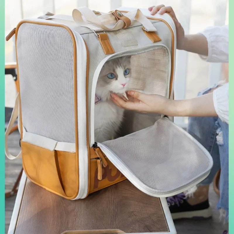 

Fashionable and Breathable Space Capsule Cat Bag Portable and Foldable Large Capacity Canvas Pet Backpack for Outdoor Use