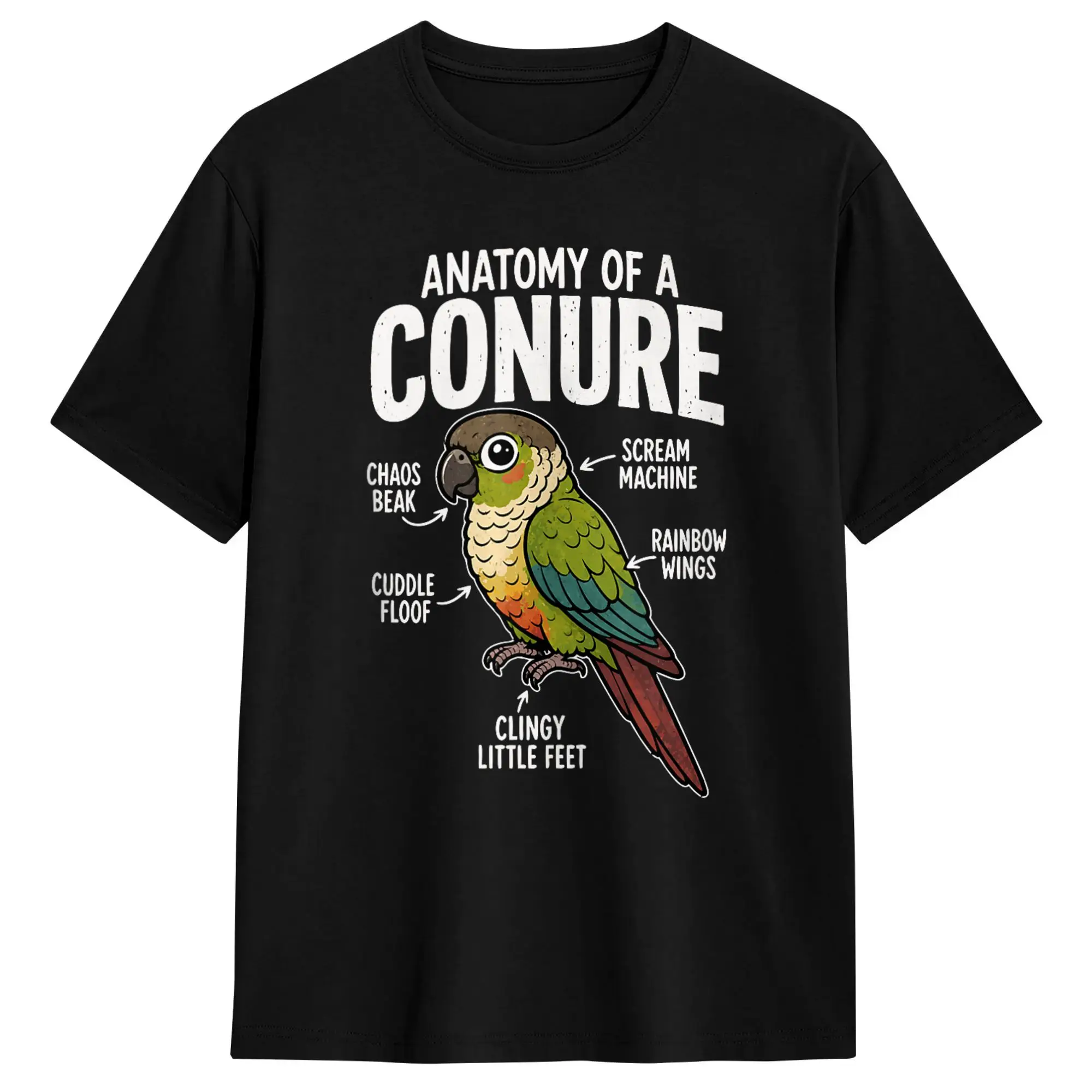 Funny Conure Parrot Anatomy Bird Lover Men T Shirts  Humor Tees Short Sleeve O Neck T-Shirts 100% Cotton Graphic Tops