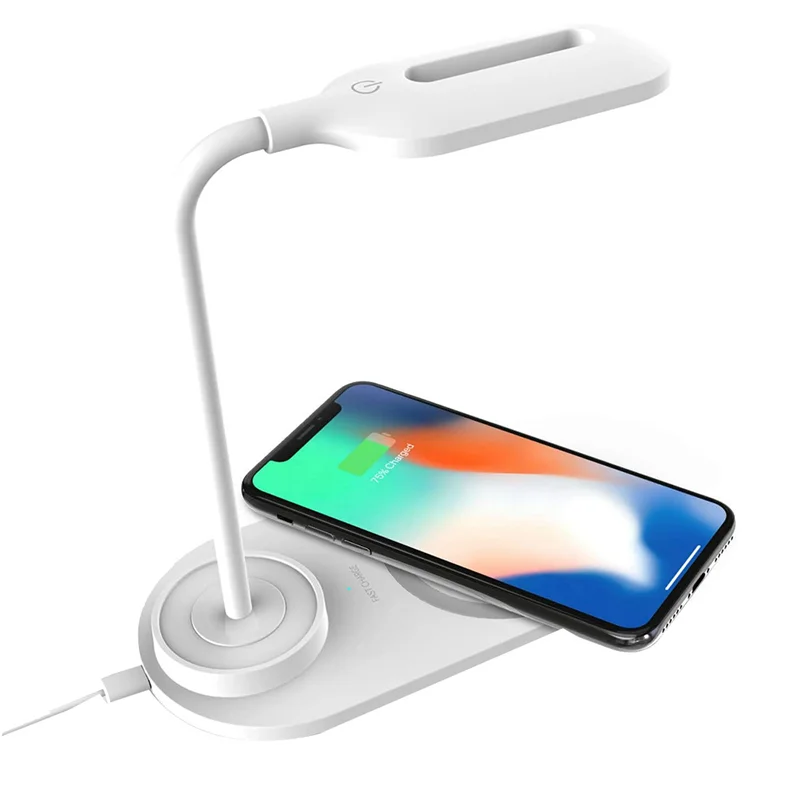 

ABUP-2X Dimmable LED Desk Lamp With Wireless Charger,Wireless Charging Desk Light Flexible Rotation Press Control Night Light