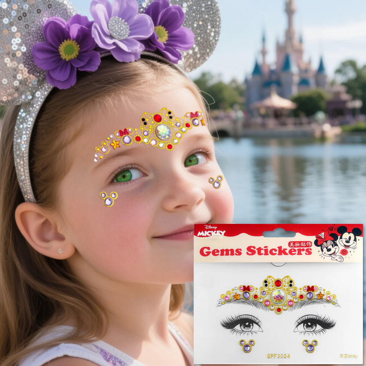 

Лидер продаж Miniso Disney, ювелирные изделия «сделай сам», наклейки для лица, акриловые наклейки с бриллиантами, арт, 1 июня, украшения, наклейки для бровей