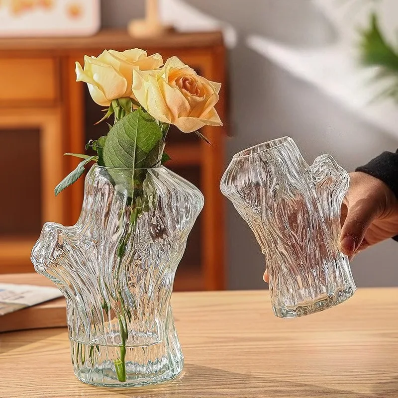 Simple Glass Vase Desktop Water Rose Flower Vase Nordic Living Room Flower Arrangement Decoration Maison Jarrones Home Decor