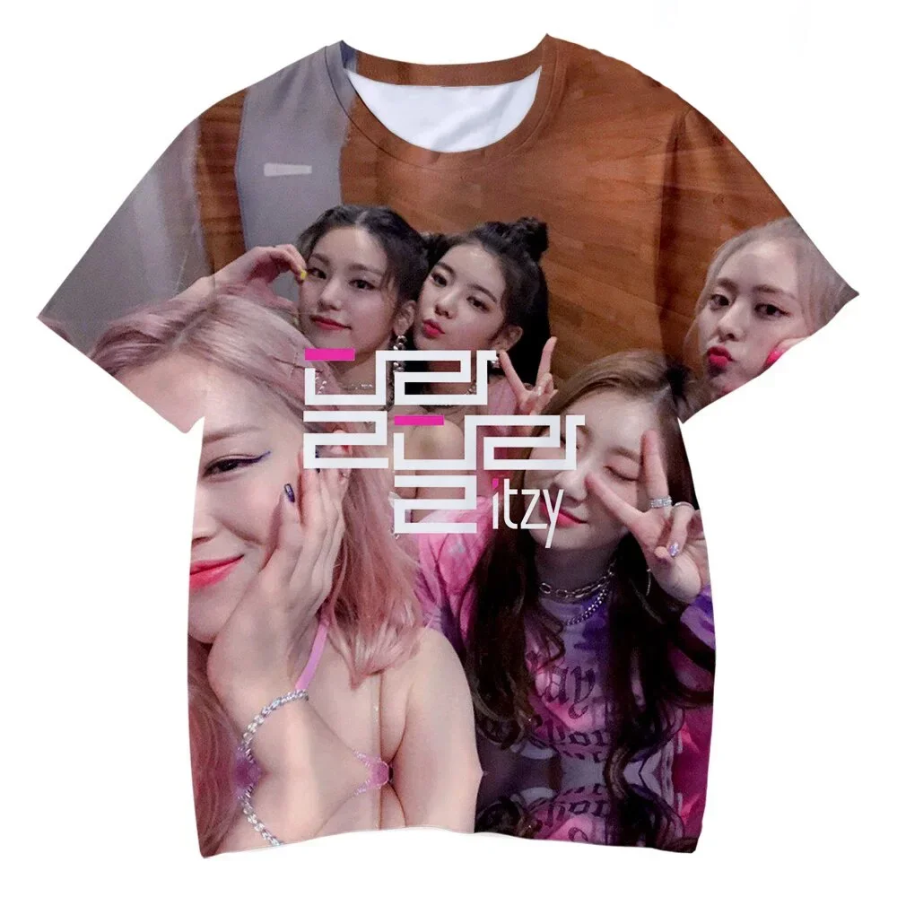 Kpop ITZY 3D portrait print new women's street summer trend T-shirt casual round neck short sleeve niche Harajuku women's wear