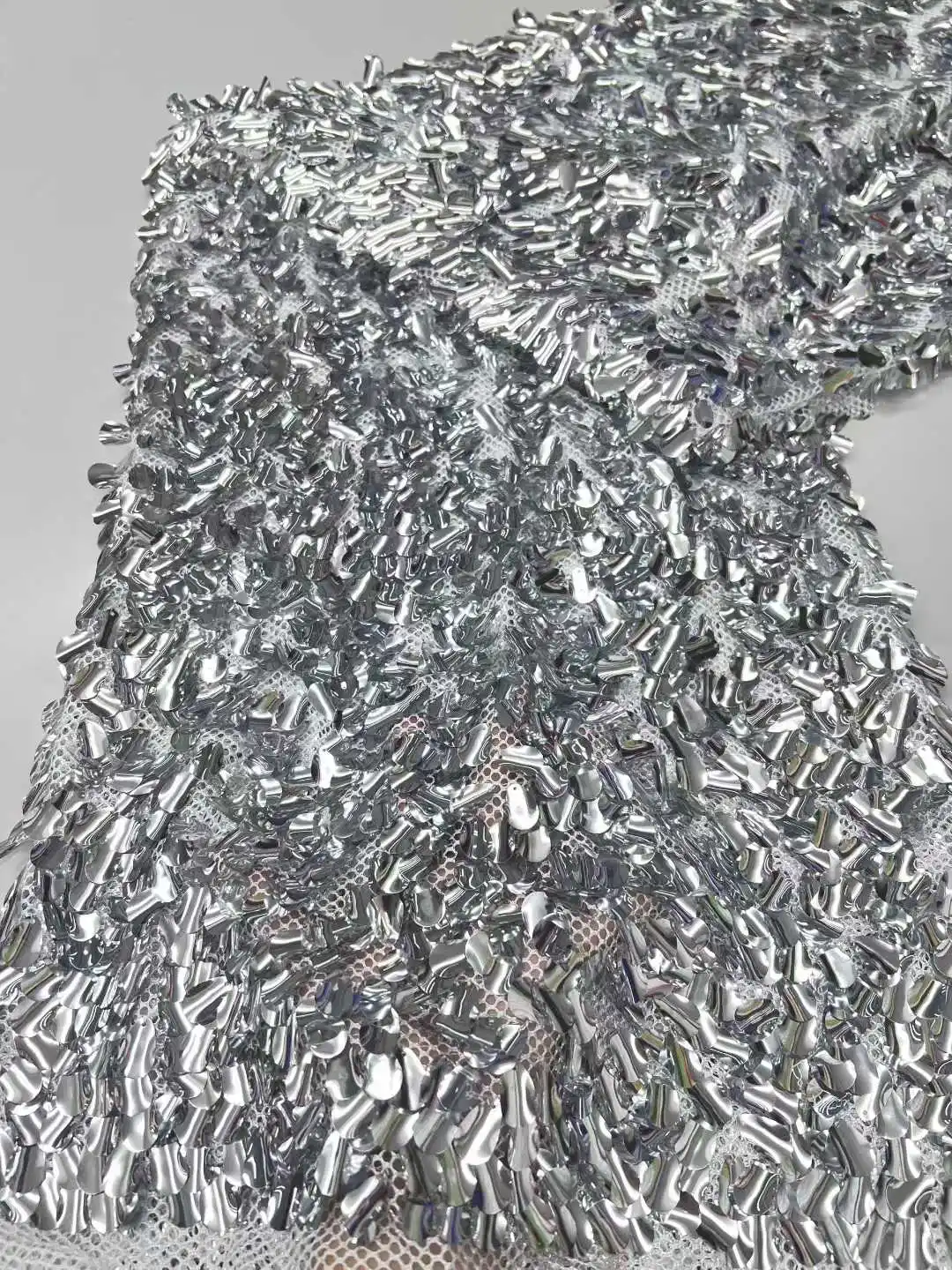 

Nigeria 3D silver gray sequined lace, high-quality African lace, French chiffon sequined embroidery lace fabric, party sewing