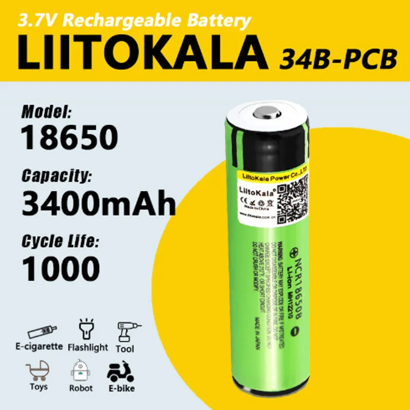 

100% New Original Hot Iiitokala NCR18650B 3.7 V 3400 mAh 18650 Lithium Rechargeable Battery For Flashlightbatteries (NO PCB)