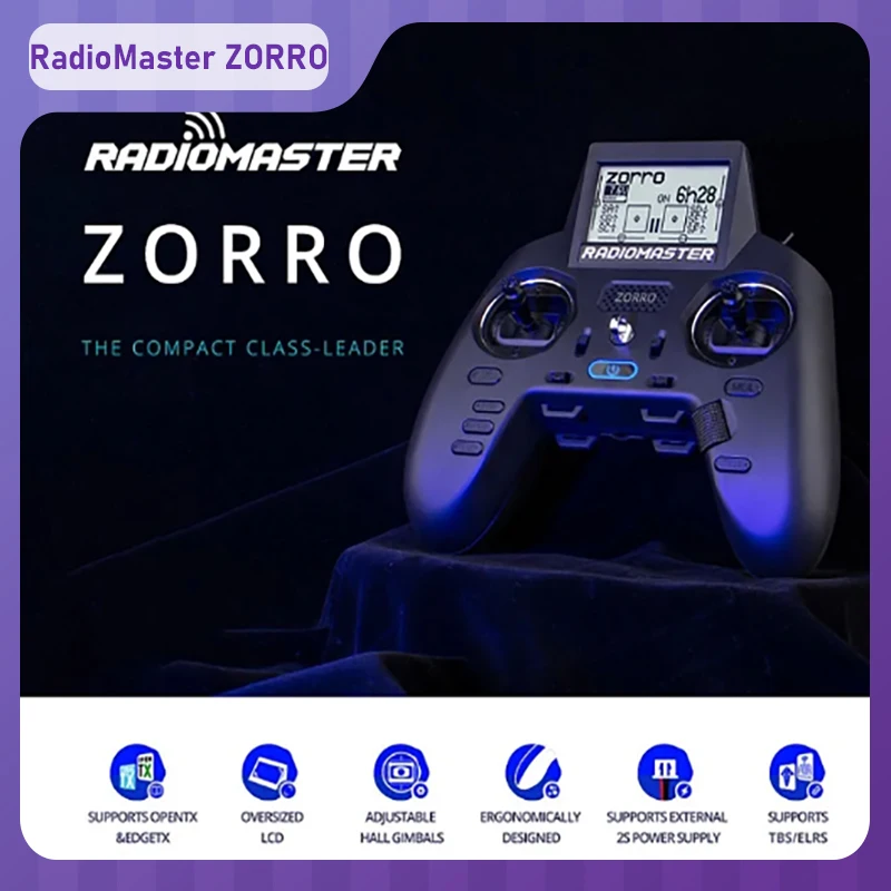 

Радиомастер ZORRO Пульт дистанционного управления 2,4G поддерживает ELRS 4IN1 ELRS левый дроссель, высокочастотный многопротокольный радиоконтроллер