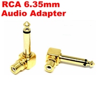 1pcs RCA Female Jack to 1/4 inch Mono Male Plug Right Angle Audio Adapter gold for converting a RCA plug into  6.35mm