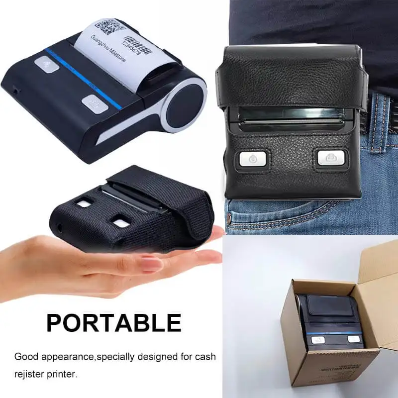 

80mm Portable Thermal Receipt Printer with Bag Wireless Bill Ticket Printer for Restaurant Retail Sales Mini Impresora Terminal