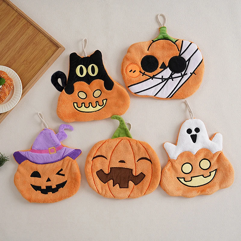 Halloween Hand Towel Kawaii Super Absorbent Quick Drying Handkerchief Towel Creative Pumpkin Handkerchief Halloween Gifts