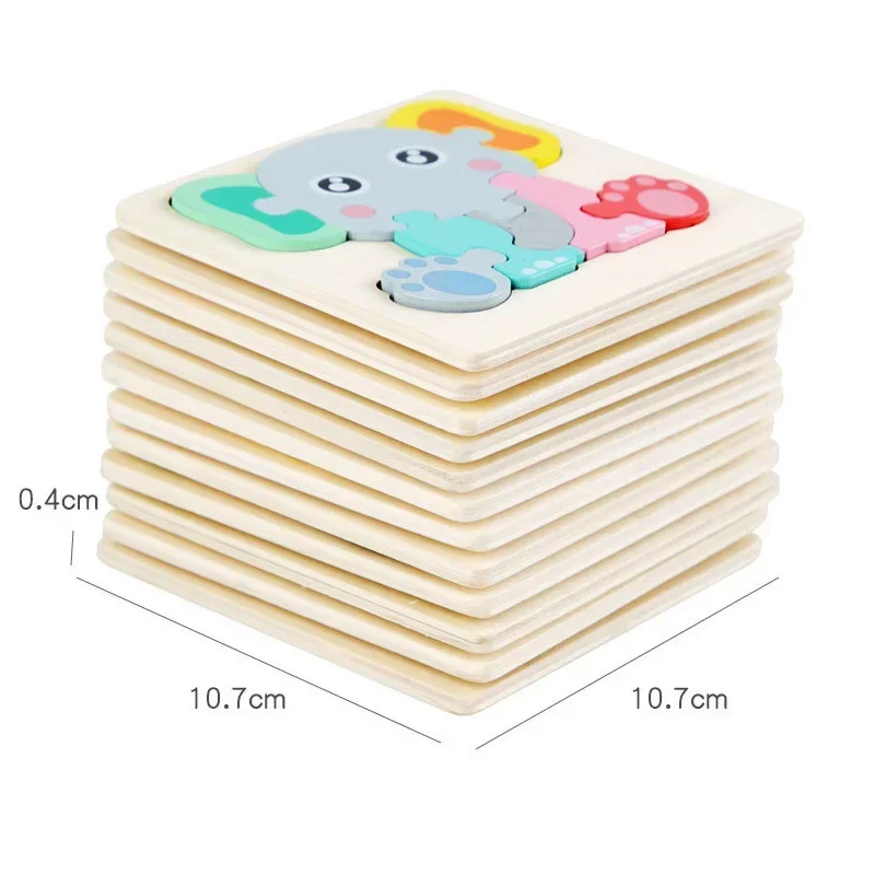 Baby Wooden Toys Cartoon 3D Jigsaw Puzzles for Kids Wooden Block Puzzle Early Educational Toys Cognitive Puzzle for Children