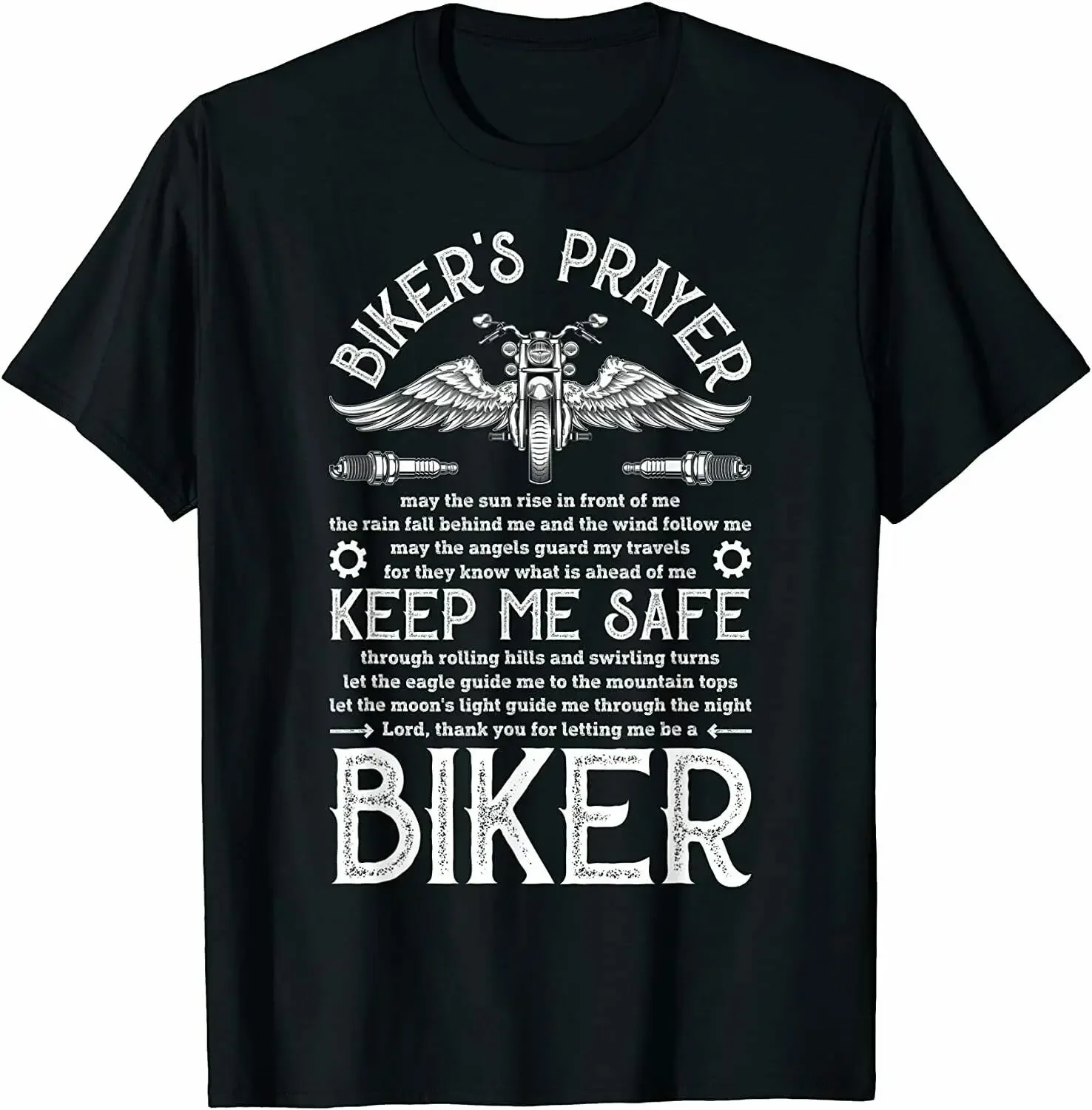 Biker's Prayer Keep Me Safe Vintage Motorcycle Biker T-Shirt 100% Cotton O-Neck Short Sleeve Summer Casual Mens T-shirt