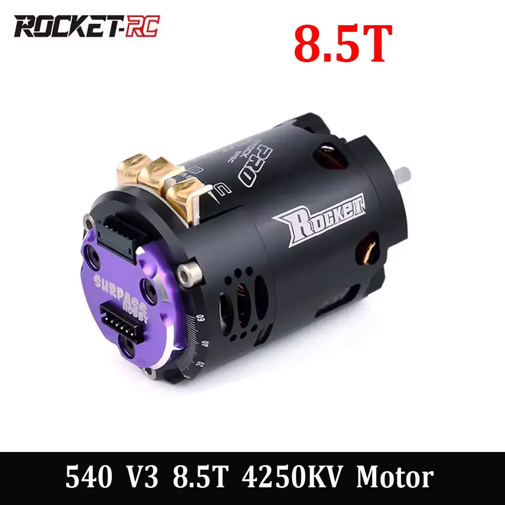 محرك DP Surpass Hobby Rocket 540 V3 بدون فرش 5.5T-21.5T عالي السرعة مع مستشعر لسيارات RC معدلة بمقياس 1/10 و1/12 للسباقات والانجراف
