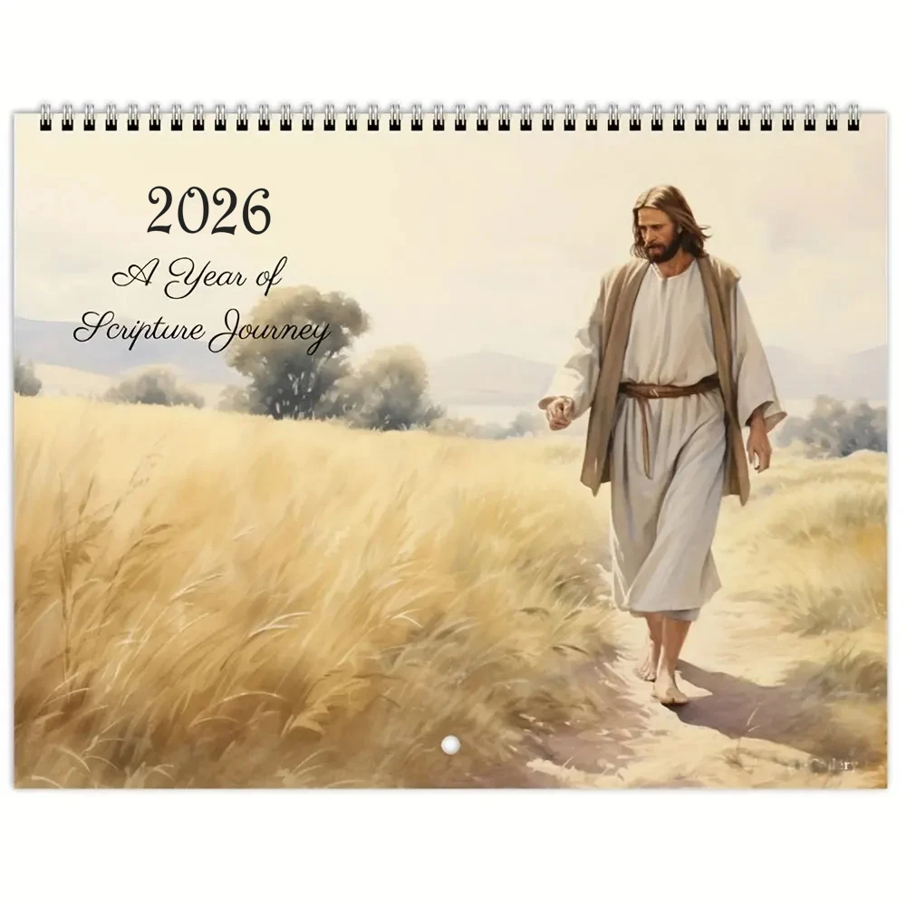 

2026 Travel Calendar, Jesus Travel Illustration Calendar, Religious Art Decoration, Home Decoration Calendar